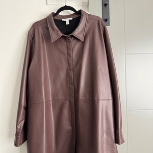 Women's Brown Leather Shacket